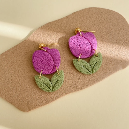 Orimade Turlip Flower Polymer Clay Earrings